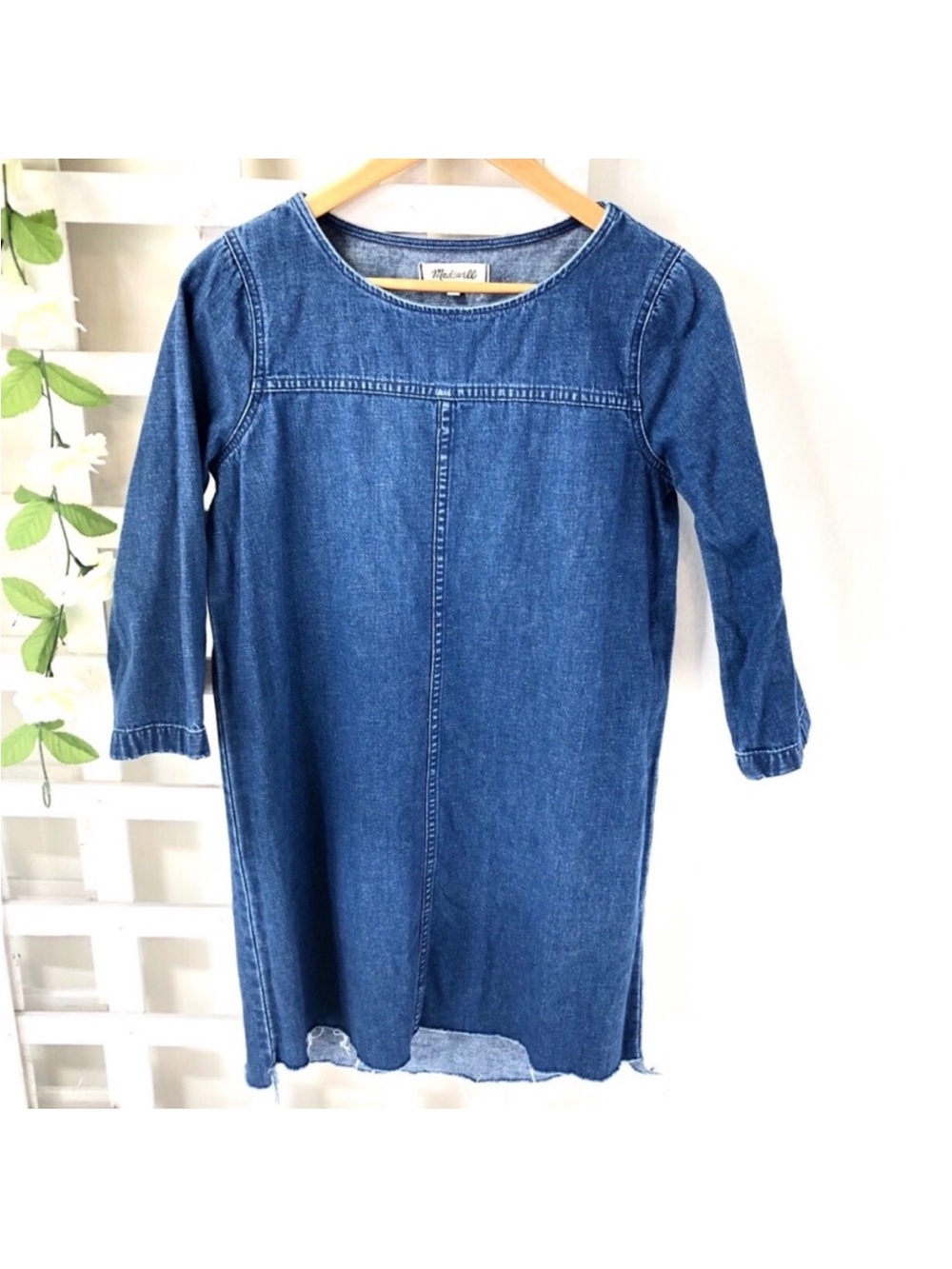 Madewell Step Raw Hem Denim Dress linen co…